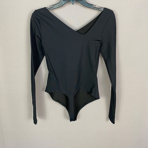 Free People Intimately Asymmetrical Bodysuit Long Sleeve in Black Sz XS - Picture 5 of 16
